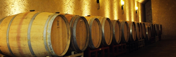 Wine cellar barrels in a winery near Helen, Ga.
